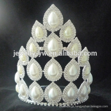 Grande venda princesa branco rhinestone casamento pageant coroa e tiaras